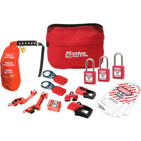 Master Lock® Lockout Pouch Premier Electrical Device Assortment 3 Zenex Padlocks Red S1010E410KAPRE