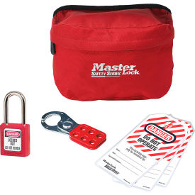Master Lock® Lockout Pouch 1 Zenex Padlock 1 Steel Hasp 3 Safety Tags Red S1010P410