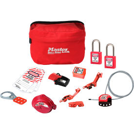 Master Lock® Lockout Pouch Standard Valve Electrical Device Assortment 2 Zenex Padlocks Red S1010VE410KA