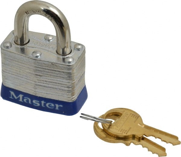 Lockout Padlock: Keyed Alike, Laminated Steel, Steel Shackle, Blue MPN:3KABLU-3541