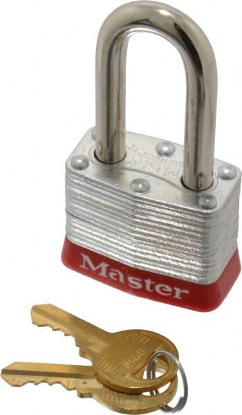 Lockout Padlock: Keyed Alike, Laminated Steel, Steel Shackle, Red MPN:3KALFRED-0918