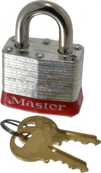 Lockout Padlock: Keyed Alike, Laminated Steel, Steel Shackle, Red MPN:3KARED-3562