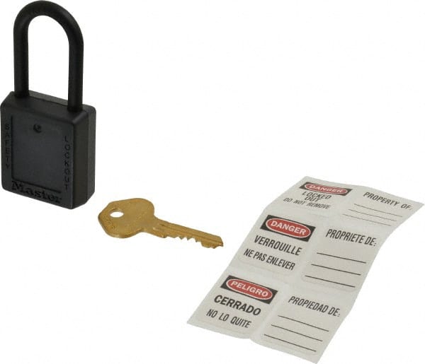 Lockout Padlock: Keyed Alike, Thermoplastic, Plastic Shackle, Black MPN:406KABLK-605F151