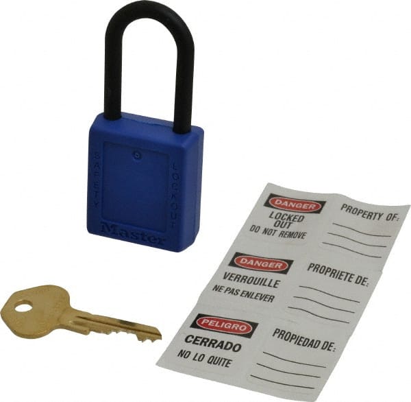 Lockout Padlock: Keyed Alike, Thermoplastic, Plastic Shackle, Blue MPN:406KABLU-605F152