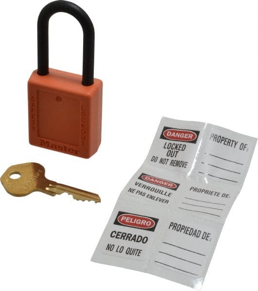 Lockout Padlock: Keyed Alike, Thermoplastic, Plastic Shackle, Orange MPN:406KAORJ-605F154
