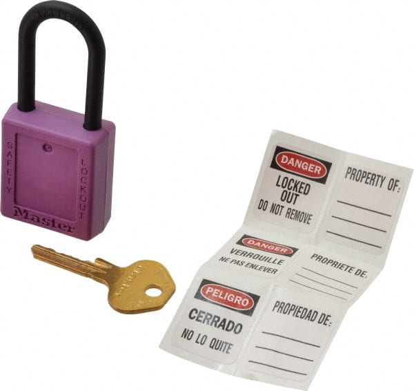 Lockout Padlock: Keyed Alike, Thermoplastic, Plastic Shackle, Purple MPN:406KAPRP-605F155