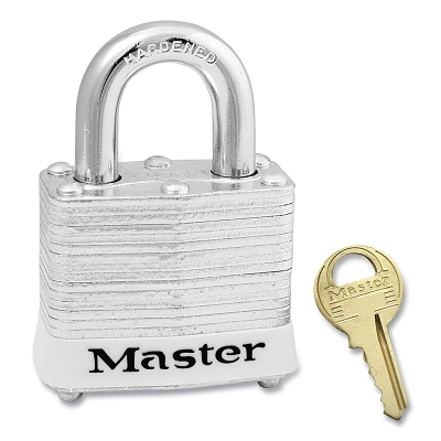 4 Pin Tumbler Padlock Keyed Alike White MPN:3KAMKW2KWHT-R1360