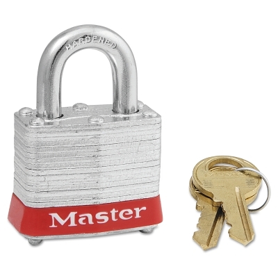 4 Pin Tumbler Padlock Keyed Alike w/Red Bumpe MPN:3KARED-0774