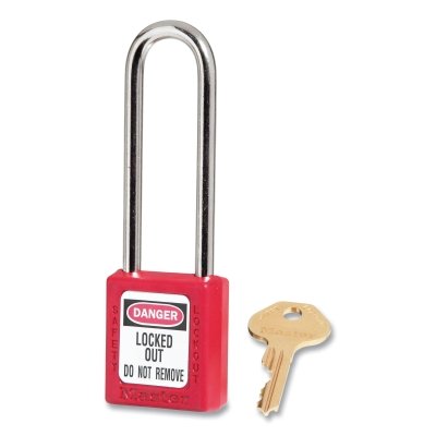 Keyed Alike Rd Safety Padlock 1-3/4IN-1/4IN ST/3 MPN:410KALTRED-KA/3