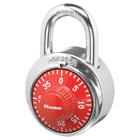 Combination Padlock, Center, Red/Silver MPN:1504D