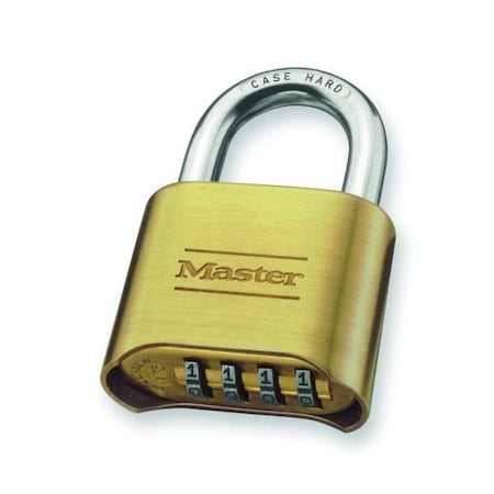 Combination Padlock, Body Height 1 1/2 in, Body Material Brass, 4 Dials MPN:175