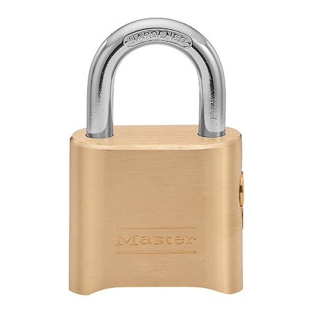Combination Padlock, 1 1/2in, Rectgle, Gold MPN:176