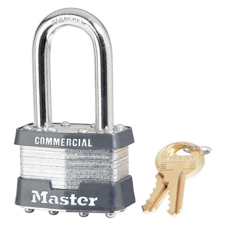 Padlock, Keyed Different, Long Shackle, Rectangular Steel Body, Steel Shackle, 3/4 in W MPN:1LFWBLK