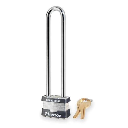 Padlock, Keyed Different, Long Shackle, Rectangular Steel Body, Steel Shackle, 3/4 in W MPN:1LN