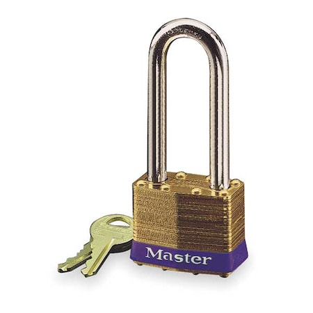 Padlock, Keyed Alike, Long Shackle, Rectangular Brass Body, Steel Shackle, 3/4 in W MPN:2KALJ
