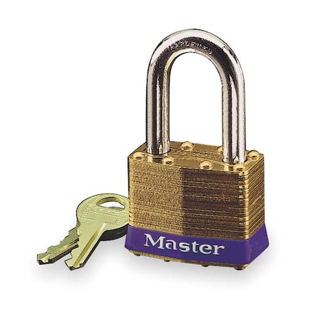 Padlock, Keyed Different, Long Shackle, Rectangular Brass Body, Steel Shackle, 3/4 in W MPN:2LF