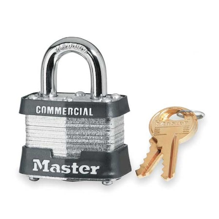 Padlock, Keyed Alike, Standard Shackle, Rectangular Steel Body, Steel Shackle, 5/8 in W MPN:3KA