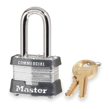 Padlock, Keyed Alike, Long Shackle, Rectangular Steel Body, Steel Shackle, 5/8 in W MPN:3KALF