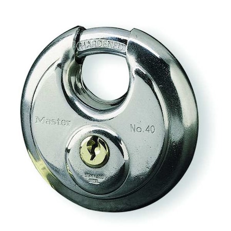 Padlock, Keyed Alike, Partially Hidden Shackle, Disc Stainless Steel Body, Steel Shackle, 3/4 in W MPN:40KAD