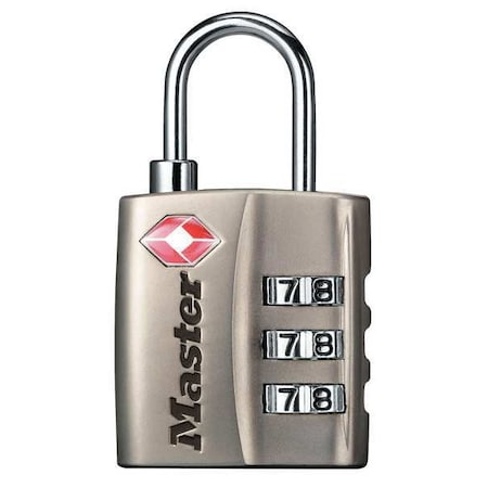 Luggage Padlock, 1 1/3in, Rectangle, Silver MPN:4680DNKL