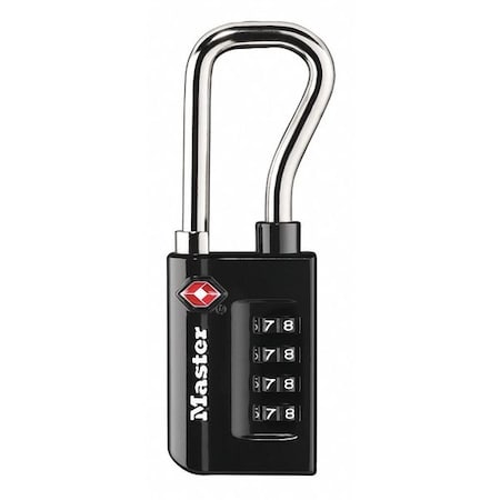 Luggage Padlock, 2 3/8 in, Rectangle, Black MPN:4696D