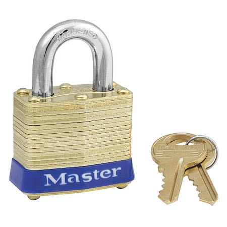 Padlock, Keyed Alike, Standard Shackle, Rectangular Brass Body, Steel Shackle, 5/8 in W MPN:4KA-3202
