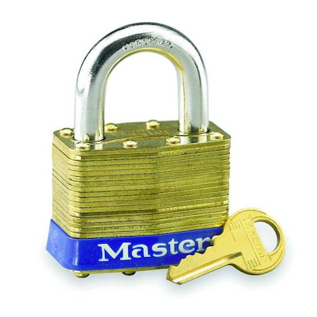 Padlock, Keyed Different, Standard Shackle, Rectangular Brass Body, Steel Shackle, 15/16 in W MPN:6