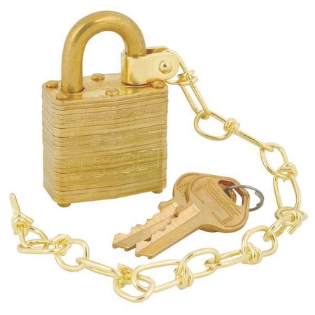 Padlocks, Keyed Alike, Standard Shackle, Rectangular Steel Body, Brass Shackle, 5 PK MPN:6004NKAS5SBCUSS1KEY2KS