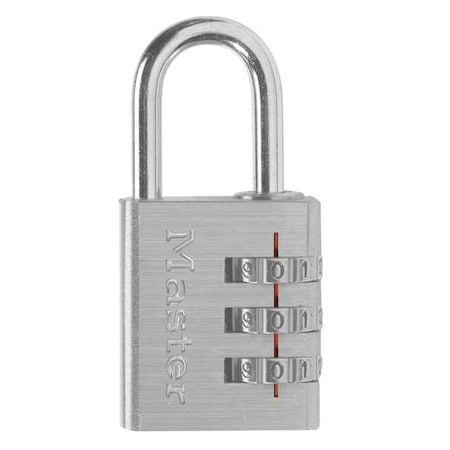 Luggage Padlock, 1 1/2in, Rectangle, Silver MPN:630D