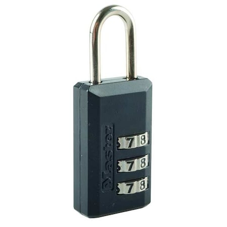 Luggage Padlock, 1 1/2 in, Rectangle, Black MPN:646D