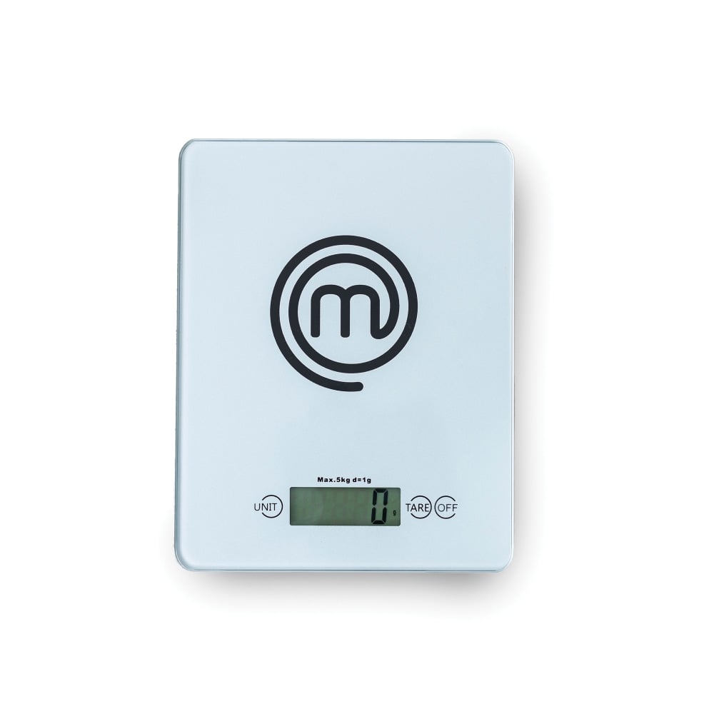 MasterChef 11 Lb Tempered Glass Digital Kitchen Scale, 7in x 3/4in, Silver MPN:VRD919102104