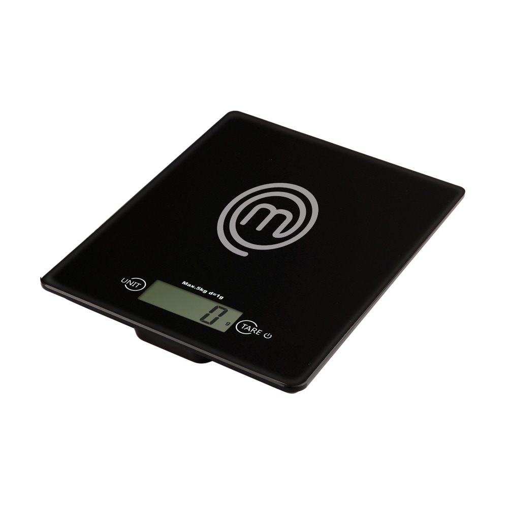 MasterChef 11 Lb Tempered Glass Digital Kitchen Scale, 7in x 3/4in, Black MPN:VRD919102106
