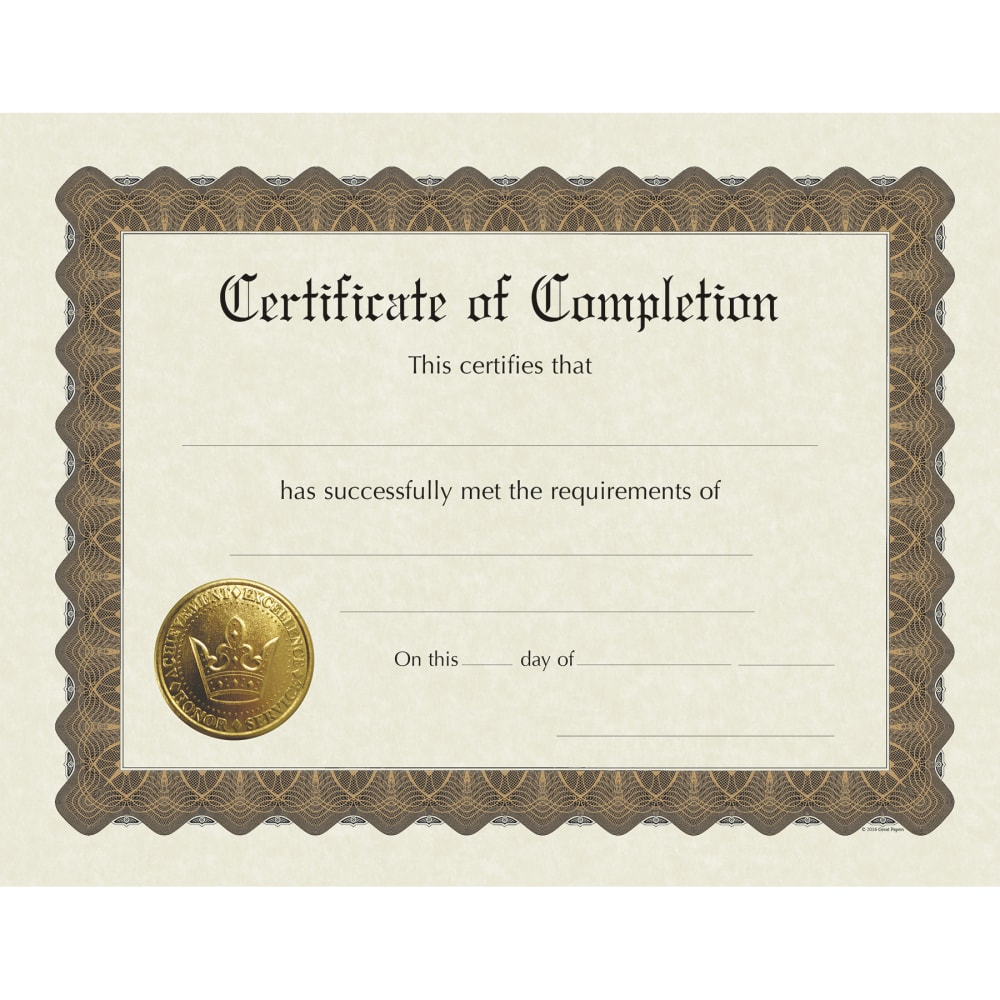 Great Papers! Participation Stock Certificates, 8-1/2in x 11in, Completion, Pack Of 6 Certificates MPN:930400