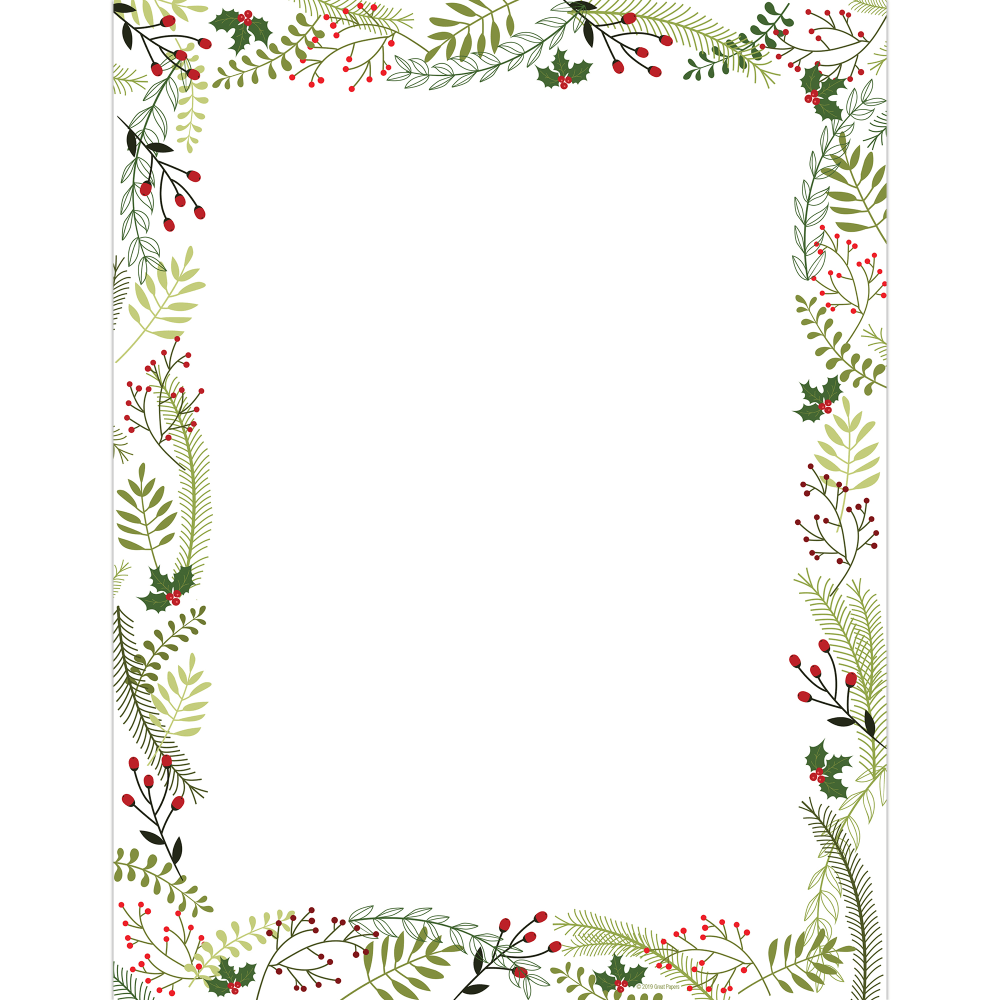 Great Papers! Holiday-Themed Letterhead Paper Stationery, 8-1/2in x 11in, Merry Twigs And Holly, Pack Of 80 Sheets MPN:2019108