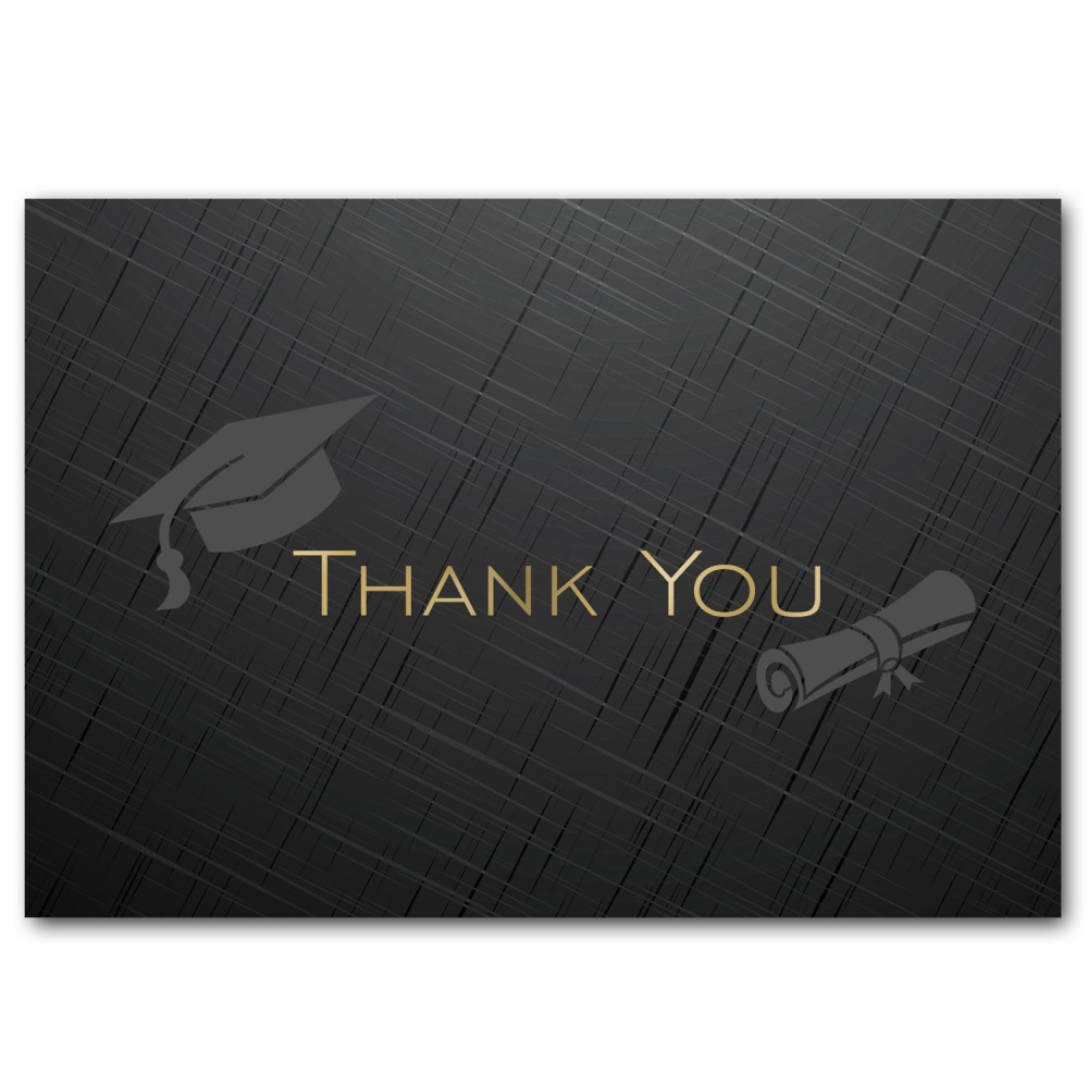 Great Papers! Thank You Note Cards, 4-7/8in x 3-3/8in, Grad Hat/Gold Foil, Pack Of 50 Note Cards MPN:2019018