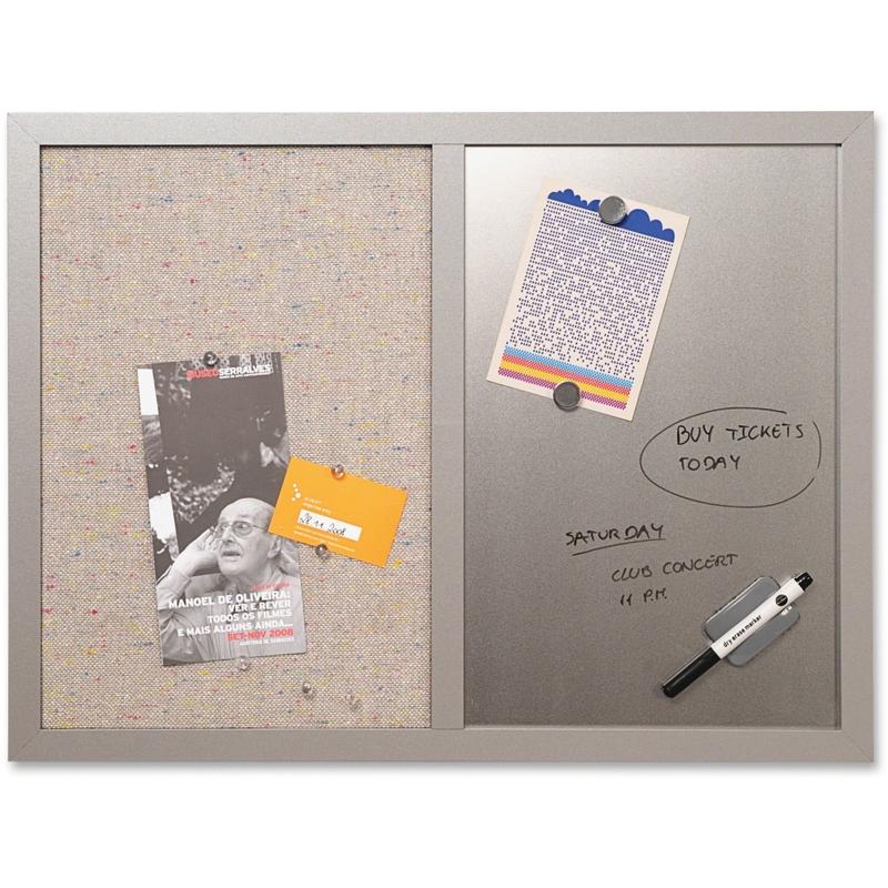 MasterVision Magentic Fabric/Non-Magnetic Dry-Erase/Bulletin Board, 18in x 24in, Gray Wood Frame MPN:BVCMX04331608