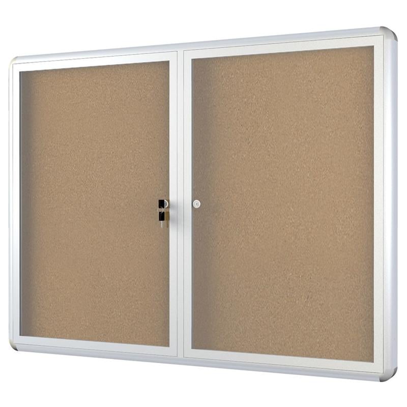 MasterVision Anodized Aluminum Frame Enclosed Cork Bulletin Board, 2 Doors, 36in x 48in MPN:VT640101720