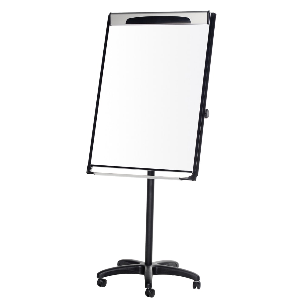 MasterVision Platinum PureWhite Porcelain Magnetic Mobile Dry-Erase Whiteboard Easel, 29in x 41in Metal Frame With Black/Gray Finish MPN:EA48066720