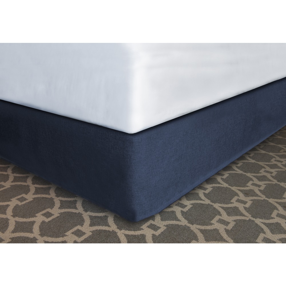 Mattress Safe, Inc. Designer Decor Collection Modern-Fit Bed Skirt, Long Full, 14in, Savile Bespoke Navy, Total Qty 1 MPN:DBS-LFL 14 SE BN