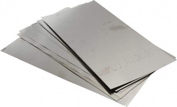 12 Piece, 0.001 to 0.015 Inch Thickness, Stainless Steel Shim Stock Sheet Assortment MPN:316-ASST-12 - Pkg Qty 12