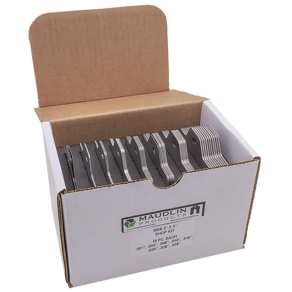 Shim Stock Sets, Product Type: Slotted Shim, Material: Stainless Steel, Material Grade: Type 302/304, Overall Length (Inch): 4, Width (Inch): 1-5/8 MPN:MSC4-SHOP