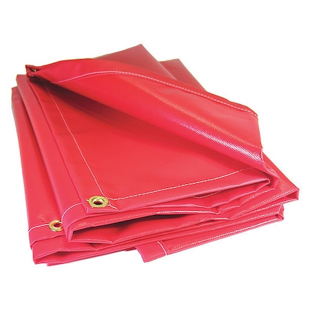 Heavy Duty Tarp, 3 ft x 18 ft, 20 Mil, Red, Vinyl, Flame Resistant, Tear Resistant MPN:SALR-02-0318