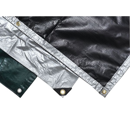 Heavy Duty Tarp, 11 ft 8 in x 14 ft 9 in, 12 Mil, Silver/Black, Polyethylene MPN:TTS-12000-1215