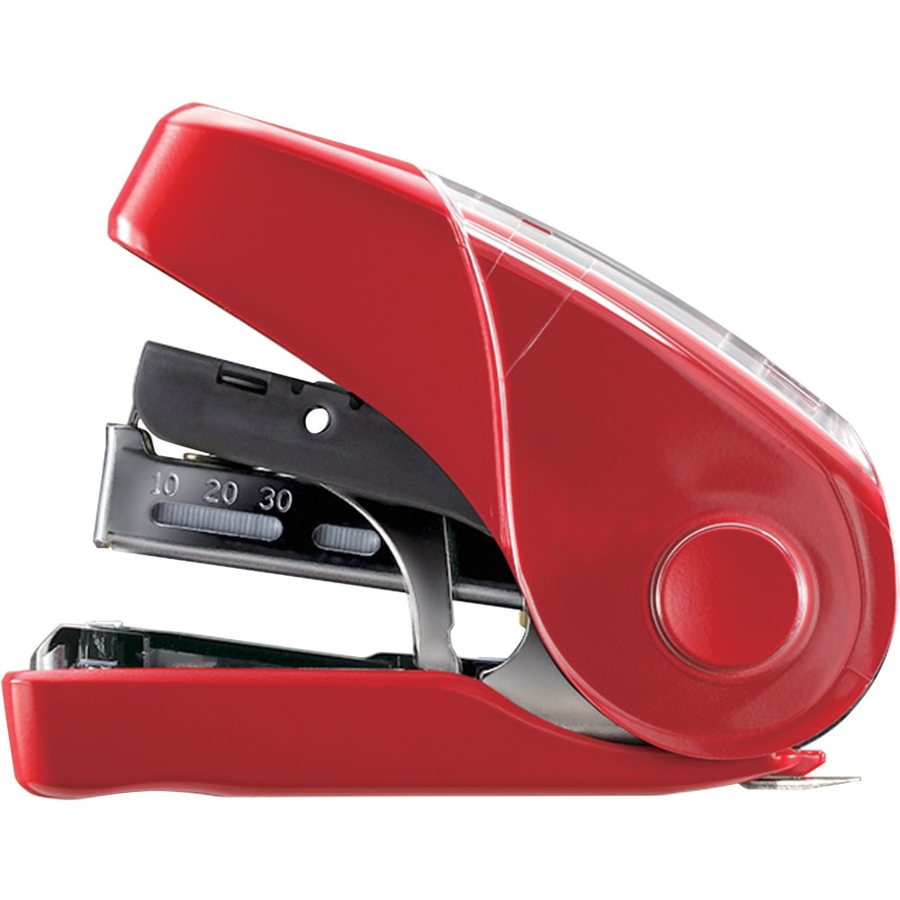 MAX Flat Clinch Mini Stapler - Staples Upto 25 Sheet - Red - 1 Each MPN:HD10FL3RD