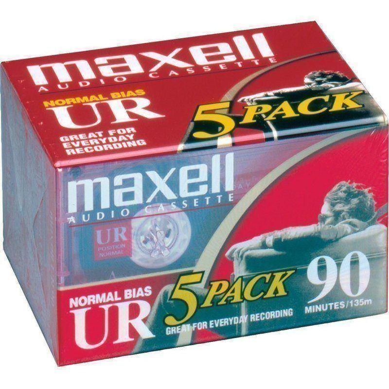 Maxell UR Type I 90-Minute Normal-Bias Cassette Tapes, Pack Of 5 Tapes, MXL108562 MPN:108562