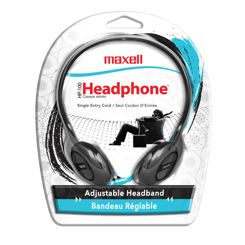 Maxell HP-100 Lightweight Stereo Headphone, Black MPN:190319