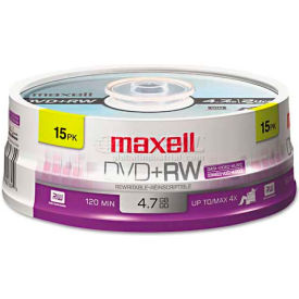 Maxell 634046 DVD+RW Discs 4.7GB 4x Spindle Silver 15/Pack 634046