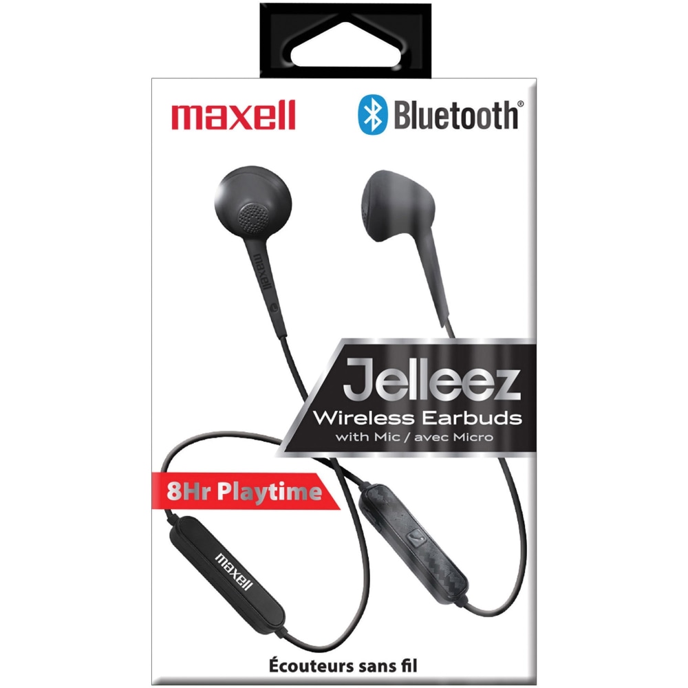 Maxell Jelleez Wireless Earbuds with Mic - Wireless - Bluetooth - On-ear, Earbud - Black MPN:198018