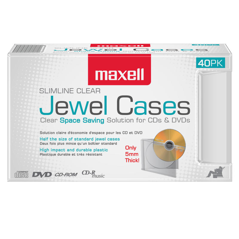 Maxell CD-365 Slimline Jewel Cases, Clear, Pack Of 40 (Min Order Qty 3) MPN:190074