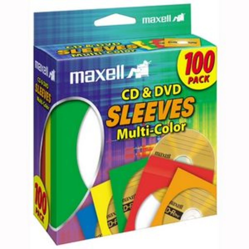 Maxell CD/DVD Sleeves, Assorted Colors, Pack Of 100 (Min Order Qty 12) MPN:190132 - CD403